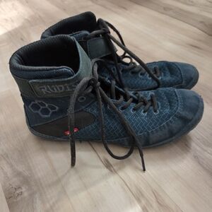 Rudis Men's Wrestling Shoes Black Blue Velcro Lace Up Men 8.5 Women 10
